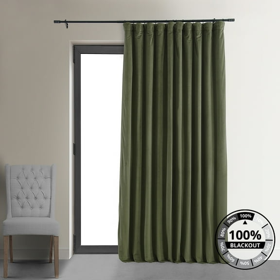 Exclusive Fabrics  Signature Extra Wide Blackout Velvet Curtain (1 Panel) Hunter Green 100 x 96 96 Inches