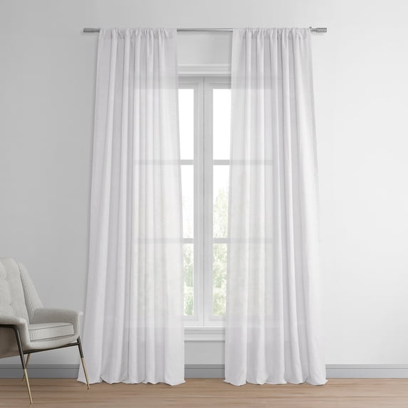 Exclusive Fabrics Signature French Linen Sheer Curtain (1 Panel) 50 X 108 - Purity White
