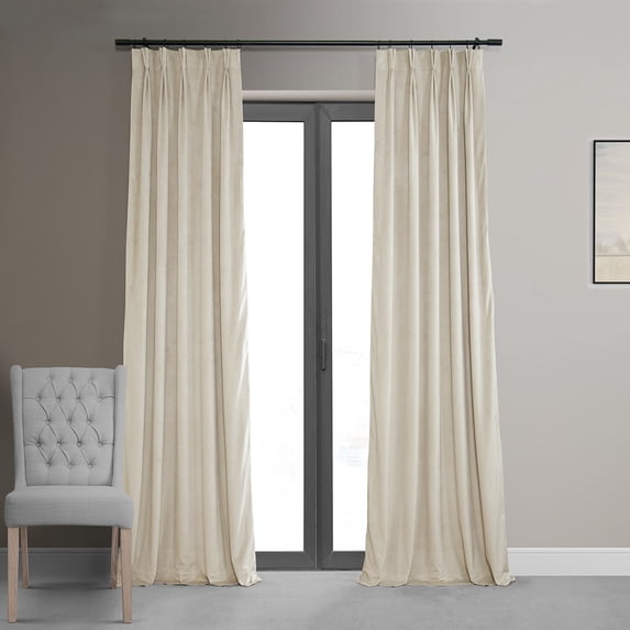 Balone French Pleated Signature Velvet Thermal Lined 100% Blackout Curtains for Bedroom & Living Room Curtains Single Panel
