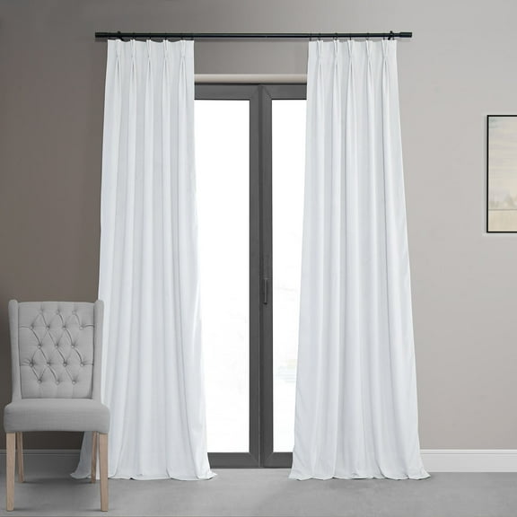 Exclusive Fabrics Signature Pleated Blackout Velvet Curtain (1 Panel) Primary White 25 X 108 108 Inches