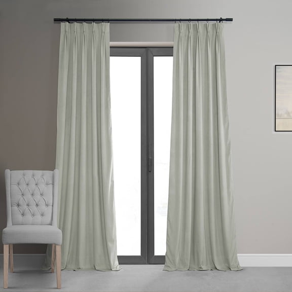 Exclusive Fabrics Signature Pleated Blackout Velvet Curtain (1 Panel) Reflection Grey 25 X 84 84 Inches