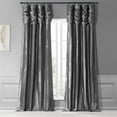 thumbnail image 1 of Exclusive Fabrics  Single Ruched Faux Solid Taffeta Curtain (1 Panel) Graphite 50 X 108 108 Inches, 1 of 5