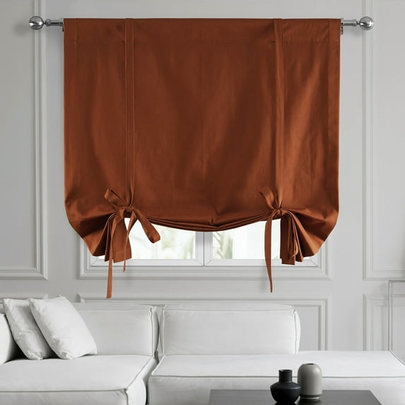 Exclusive Fabrics Solid Cotton Tie-Up Window Shade - 46 X 63 Bombay Rust