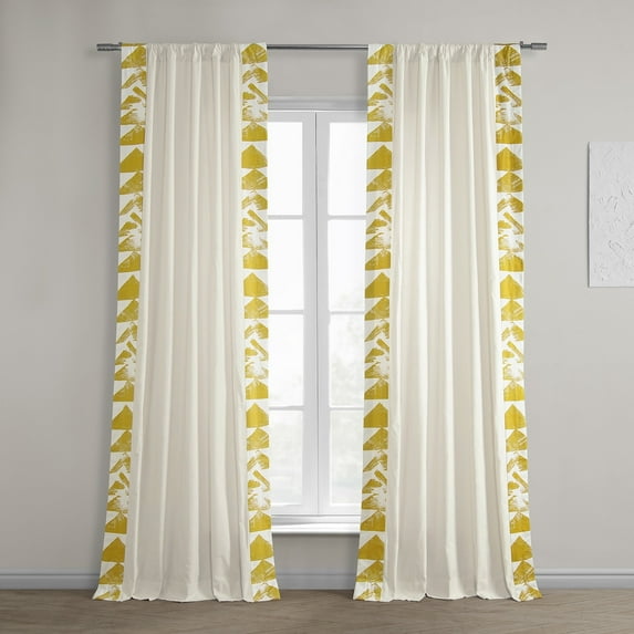Exclusive Fabrics Traid Solid Cotton Bordered Curtain (1 Panel) 50 X 96 - Traid Gold