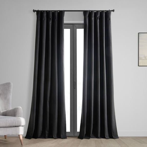 Exclusive Fabrics  Vintage Thermal Cross Linen Weave Blackout Curtain (1 Panel) Black 50 X 108 108 Inches