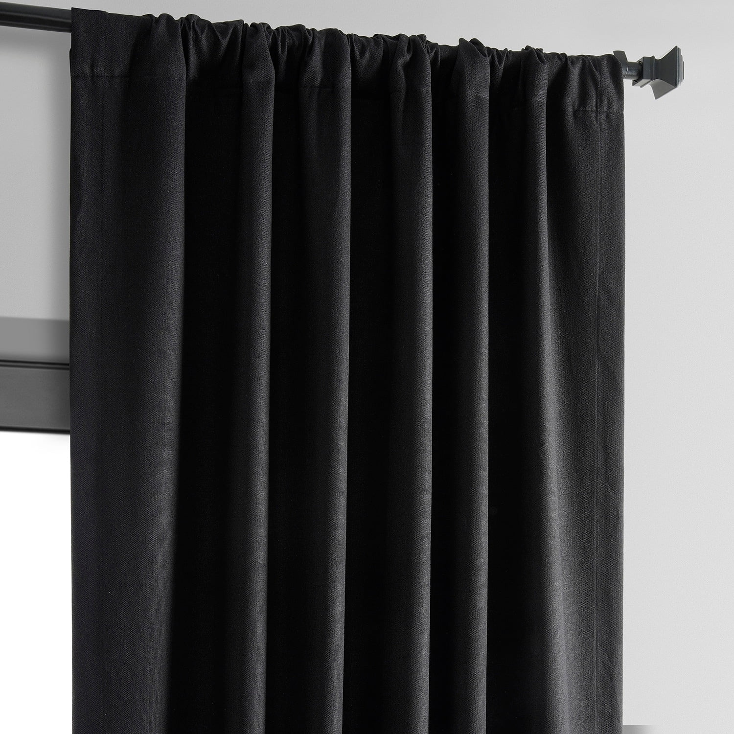 Exclusive Fabrics  Vintage Thermal Cross Linen Weave Blackout Curtains (1 Panel) Black 50 X 120 120 Inches