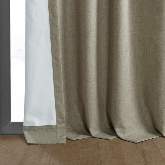 Exclusive Fabrics Vintage Thermal Cross Linen Weave Blackout Curtains (1 Panel) Warm Taupe 50 X 96 96 Inches
