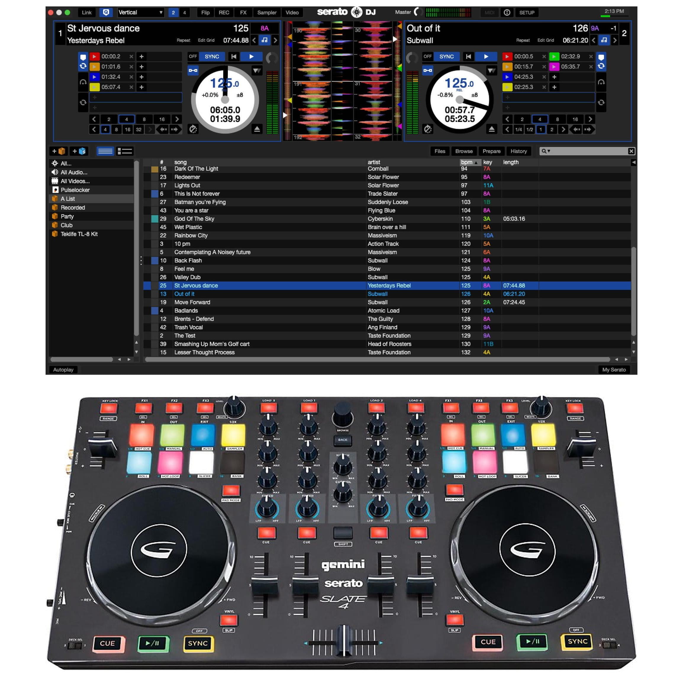 Exclusive Gemini SLATE 4: 4 Channel DJ Controller with Serato DJ +