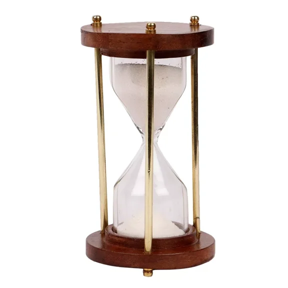 Exclusive Global Exquisite 4" Wooden & Brass Nautical Sand Timer |1min Hourglass | Collector Gift Decorative Souvenir | Xmas Gift