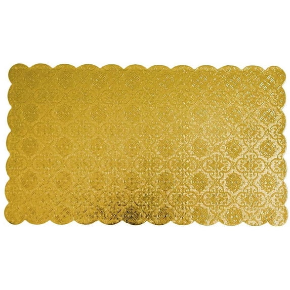 Exclusive Gold Scalloped Cake Log Board 6-1/2 Inch x 11-1/4 Inch - Case of 50