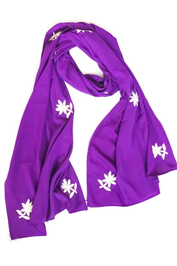 Exclusive Hand Embroidered Pure Silk Scarf With Beads and Pearls on 4 corners