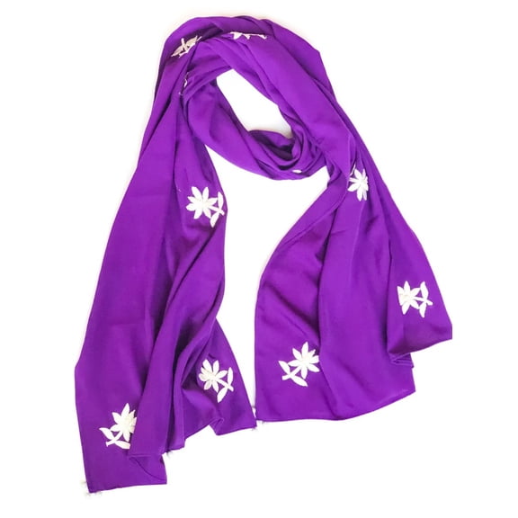 Exclusive Hand Embroidered Pure Silk Scarf With Beads and Pearls on 4 corners