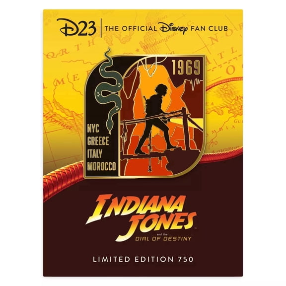 Disney Indiana Jones and the Dial of Destiny Exclusive Helena Shaw Gold Button Pins, Card, Limited Edition 750