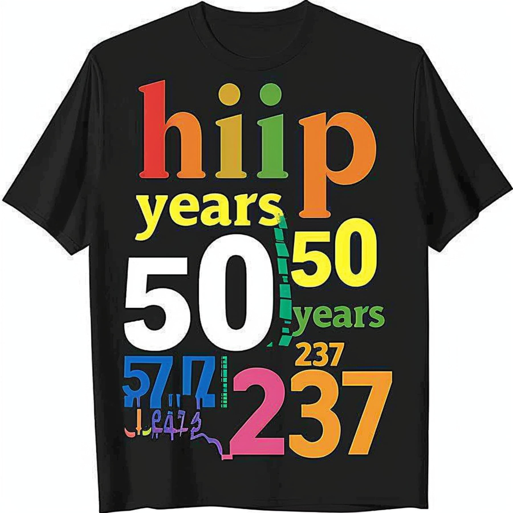 Exclusive Hip Hop 50 Years T Shirt with Vibrant Era Numbers High Detail ...