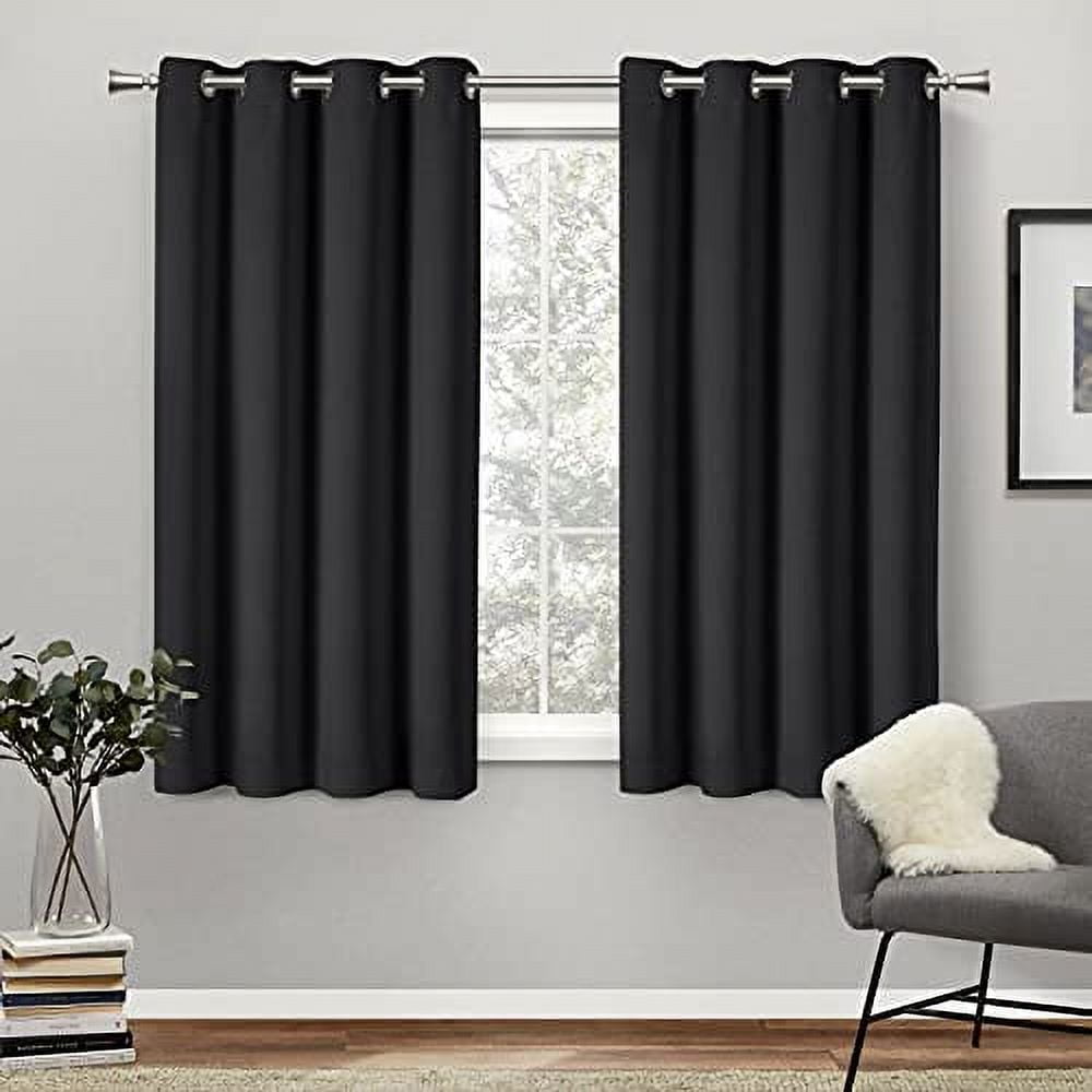 Exclusive Home Academy Total Blackout Grommet Top Curtain Panel Pair, 52"x63", Black