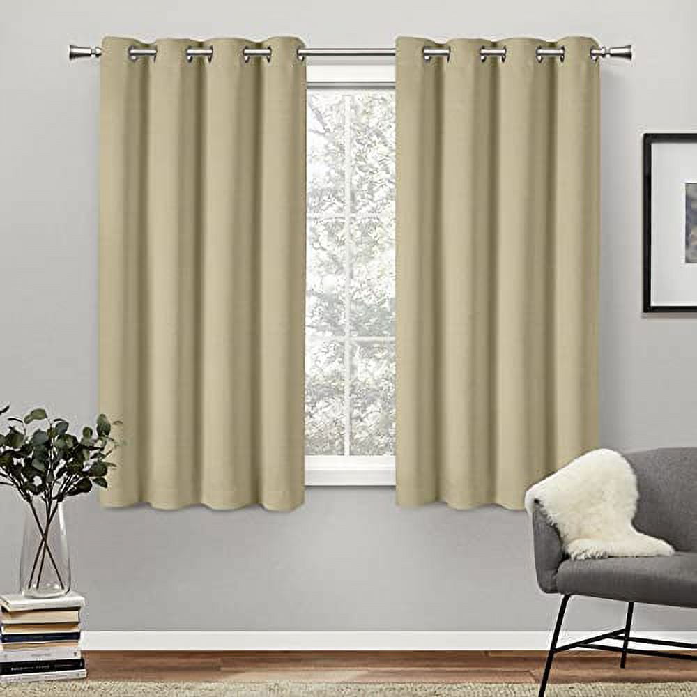 Exclusive Home Academy Total Blackout Grommet Top Curtain Panel Pair, 52"x63", Linen