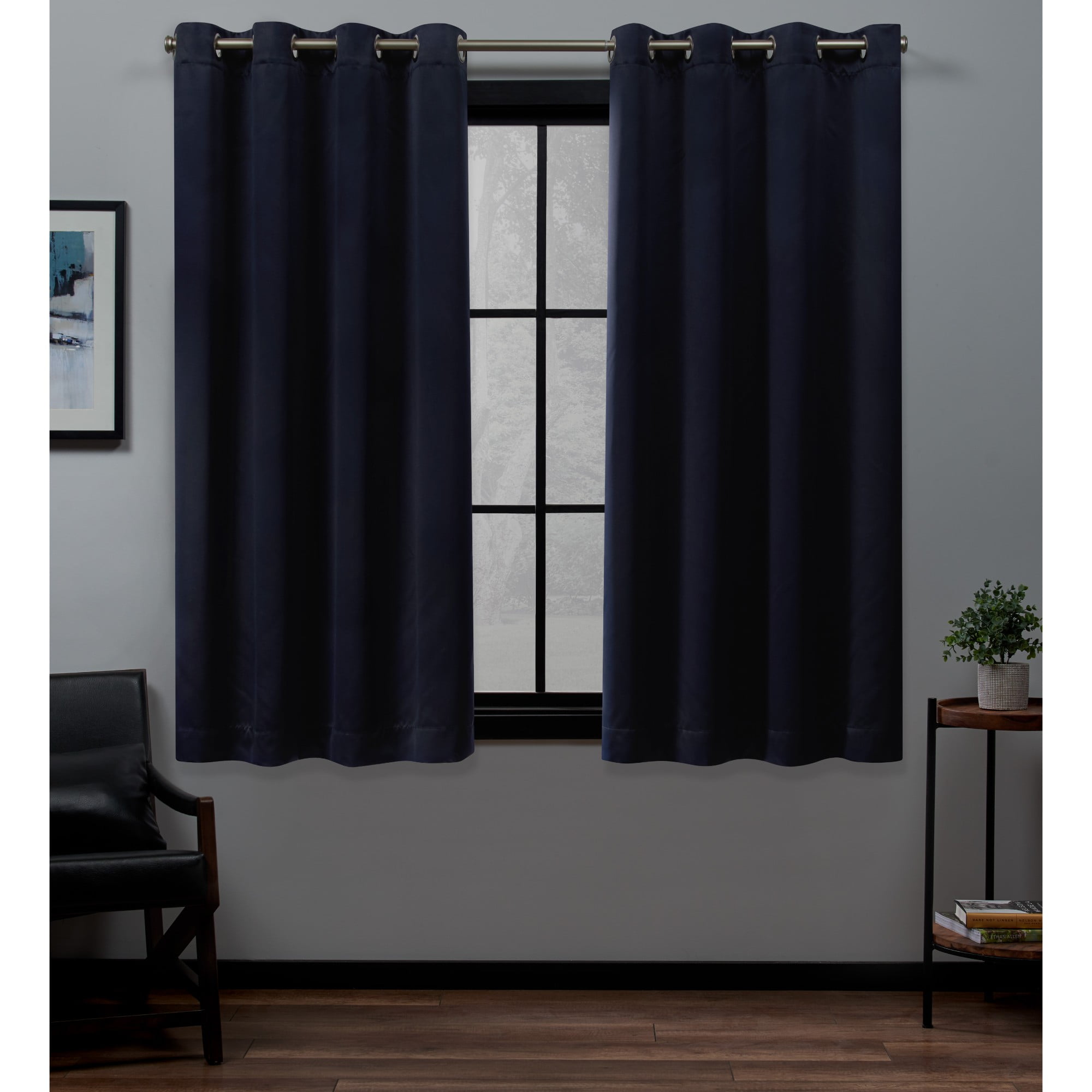Navy Total Blackout Grommet Top Curtain Panels, 52" x 63" Set of 2