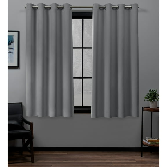 Exclusive Home Academy Total Blackout Grommet Top Curtain Panel Pair, 52"x63", Silver