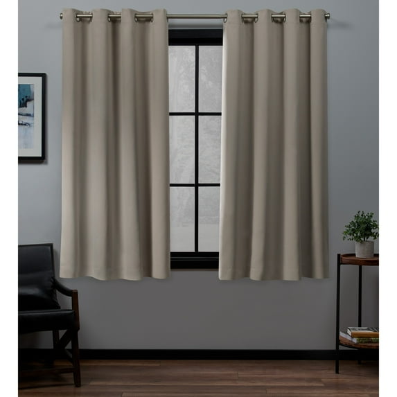 Exclusive Home Academy Total Blackout Grommet Top Curtain Panel Pair, 52"x63", Vintage Linen