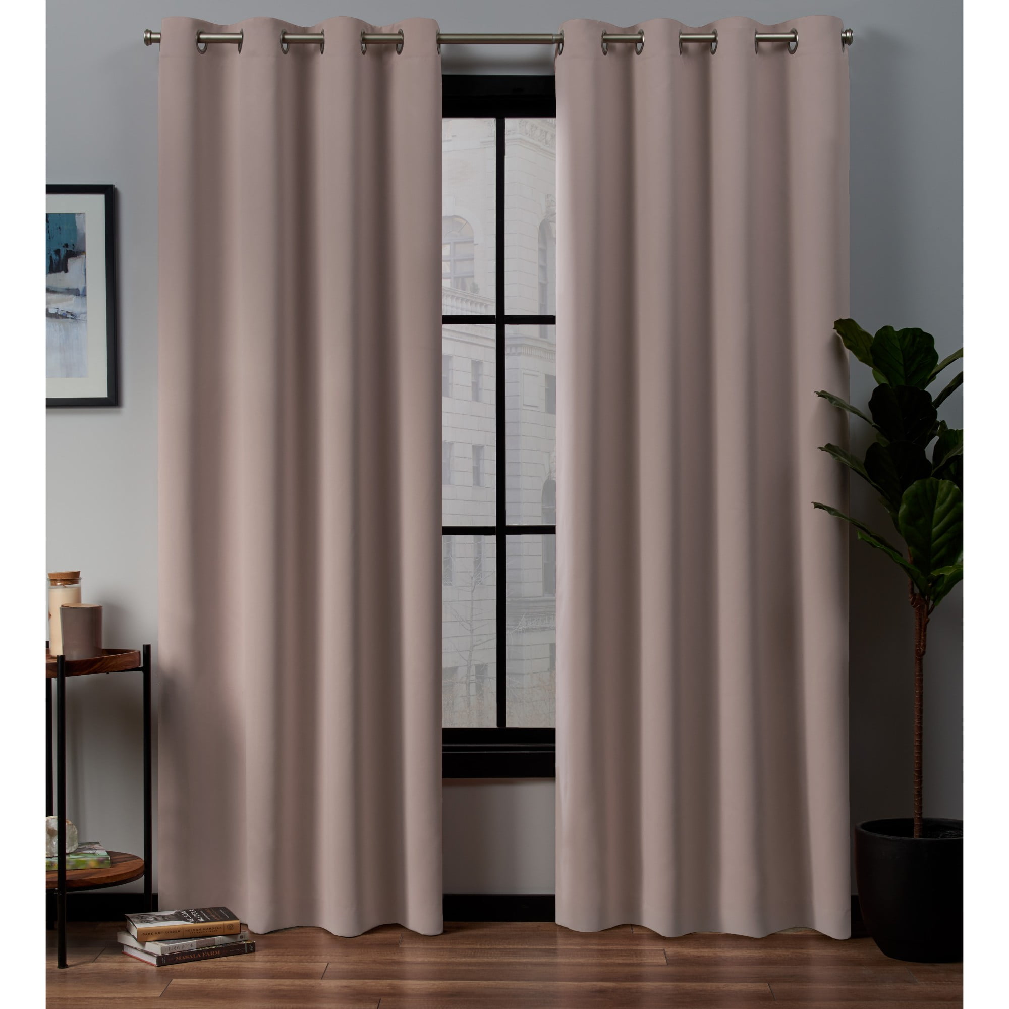 Exclusive Home Academy Total Blackout Grommet Top Curtain Panel Pair, 52"x84", Blush