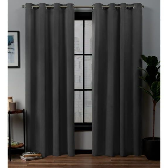 Exclusive Home Academy Total Blackout Grommet Top Curtain Panel Pair, 52"x84", Charcoal