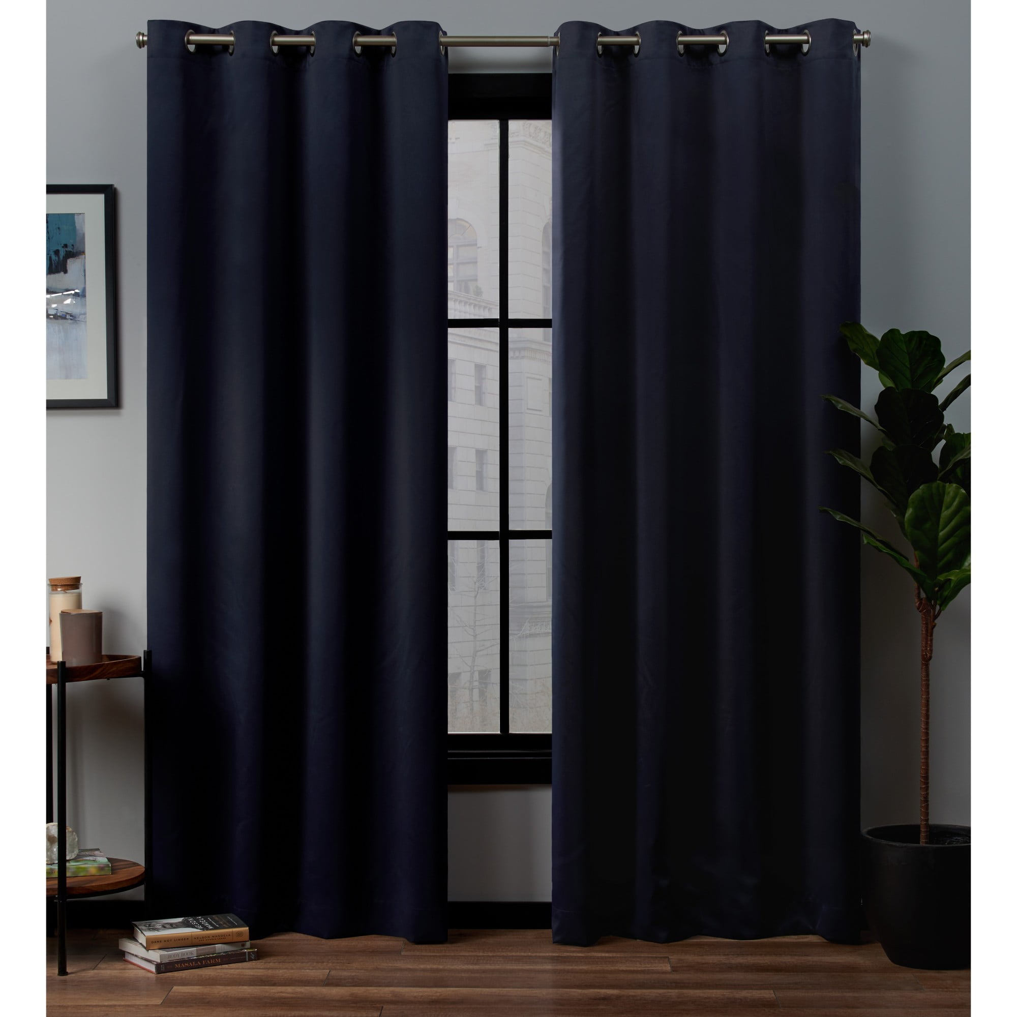 Exclusive Home Academy Total Blackout Grommet Top Curtain Panel Pair, 52"x84", Navy