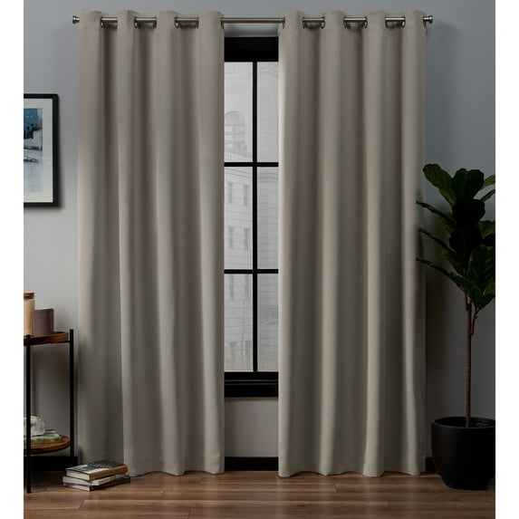 Exclusive Home Academy Total Blackout Grommet Top Curtain Panel Pair, 52"x84", Vintage Linen
