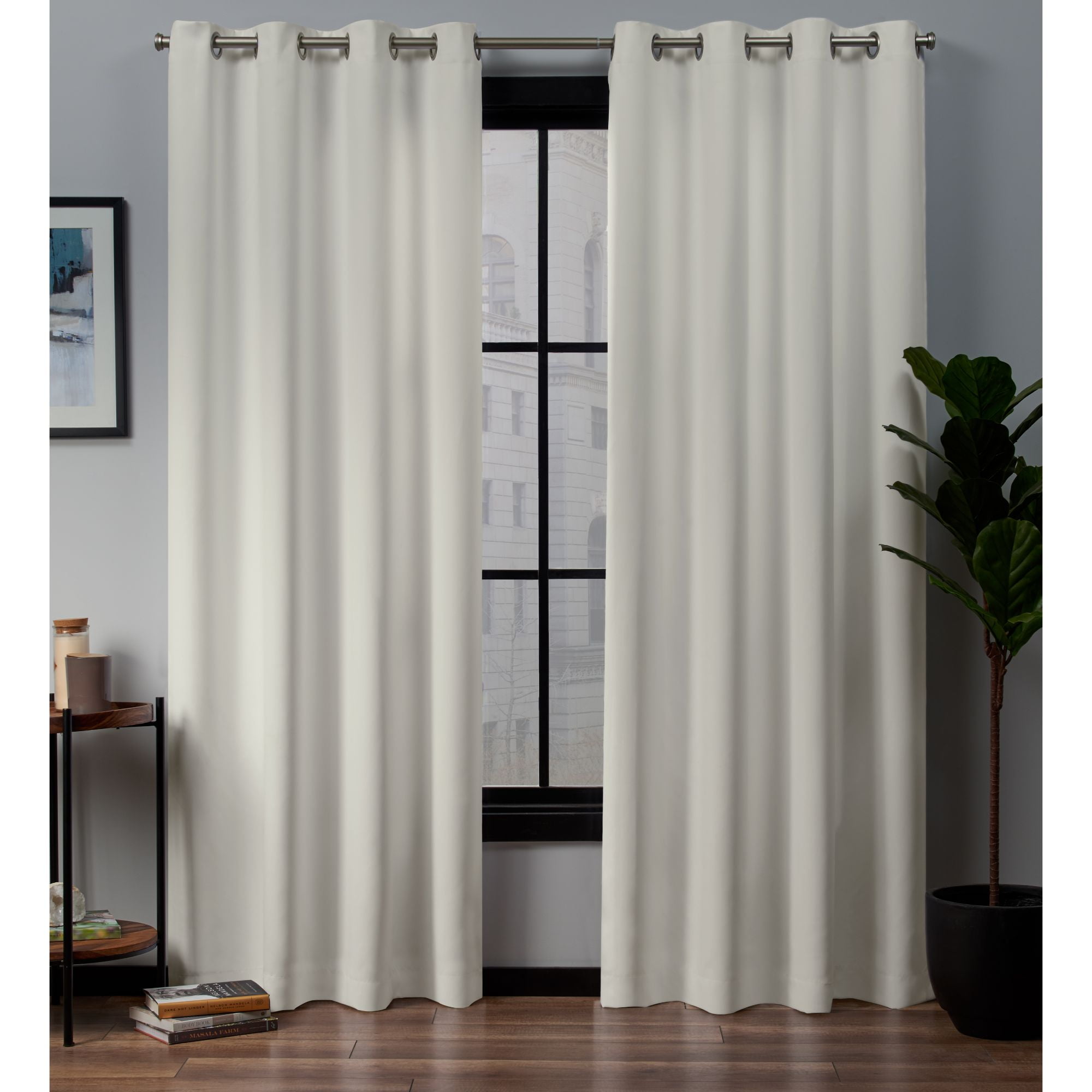 Exclusive Home Academy Total Blackout Grommet Top Curtain Panel Pair, 52"x96", Ivory