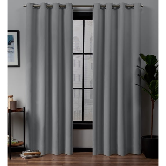 Exclusive Home Academy Total Blackout Grommet Top Curtain Panel Pair, 52"x96", Silver