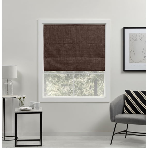 Exclusive Home Acadia 100% Blackout Roman Shade, 23"x64", Chocolate