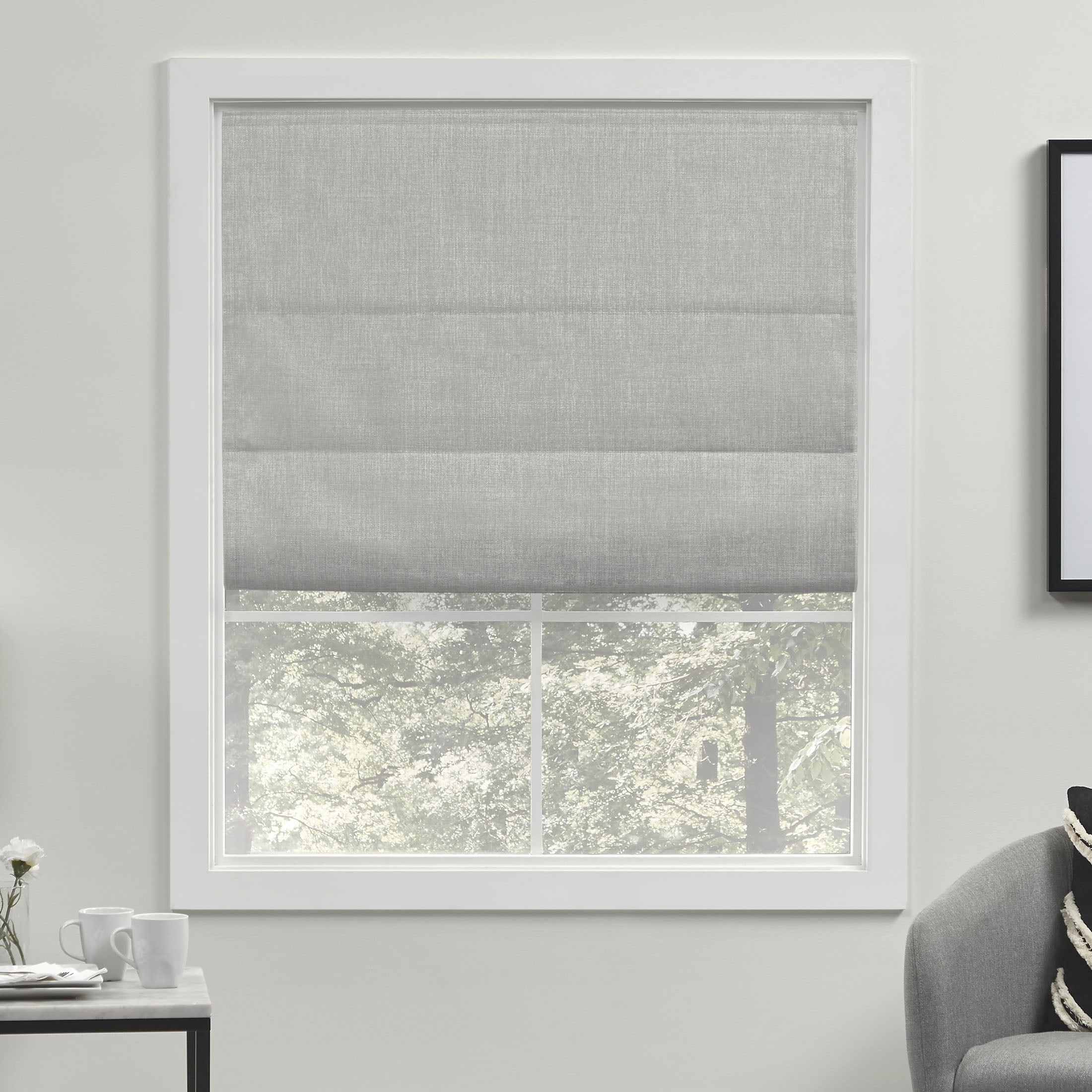 Exclusive Home Acadia 100 Blackout Roman Shade, 31"x64", Silver