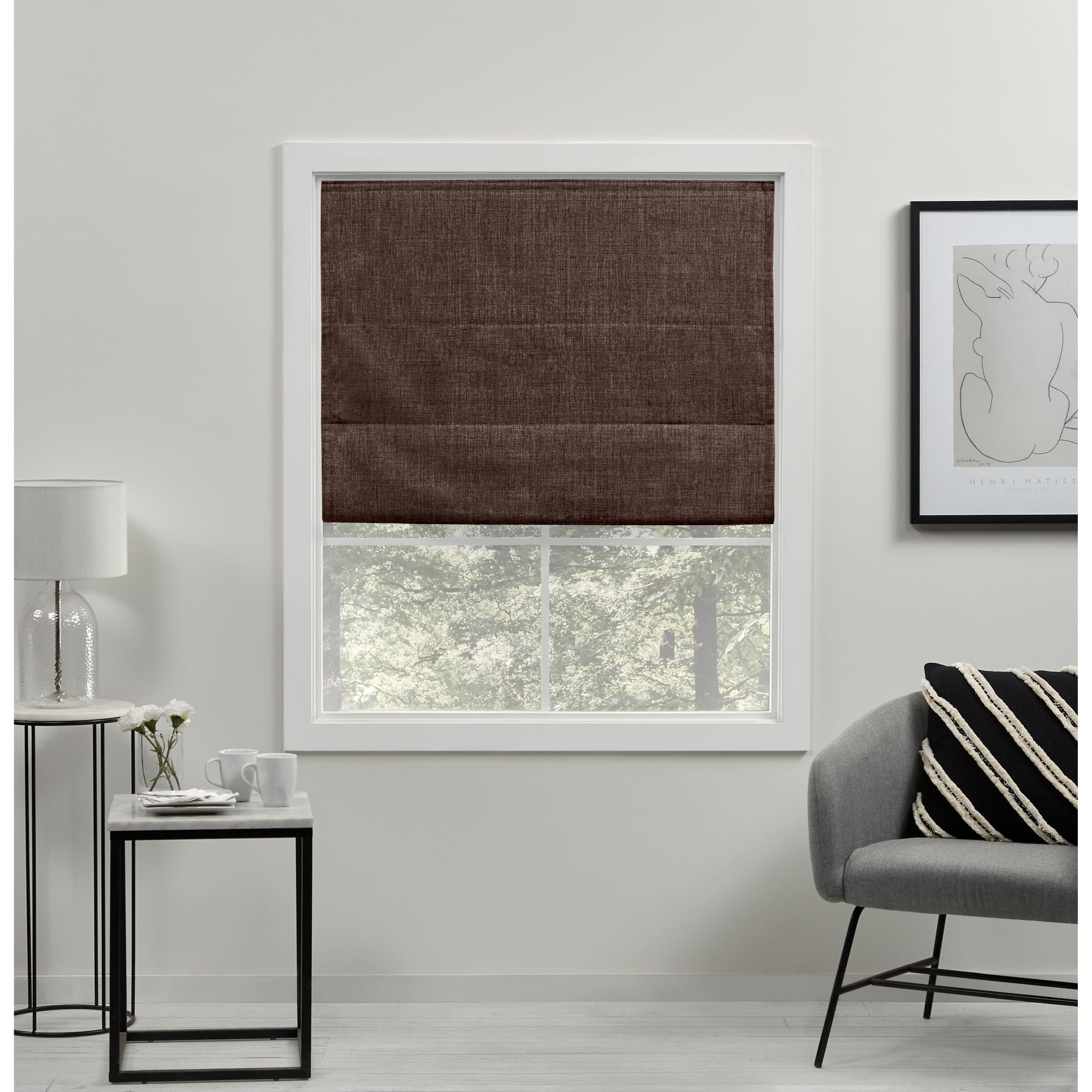 Exclusive Home Acadia 100% Blackout Roman Shade, 34"x64", Chocolate