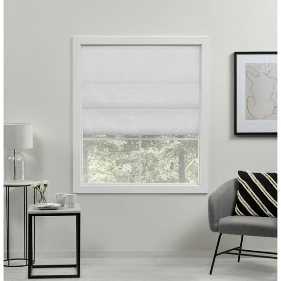 Exclusive Home Acadia Thermal Blackout Roman Shade, White, 34"x64"