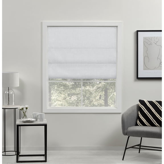 Exclusive Home Acadia Blackout Roman Shade, White, 31"x64"