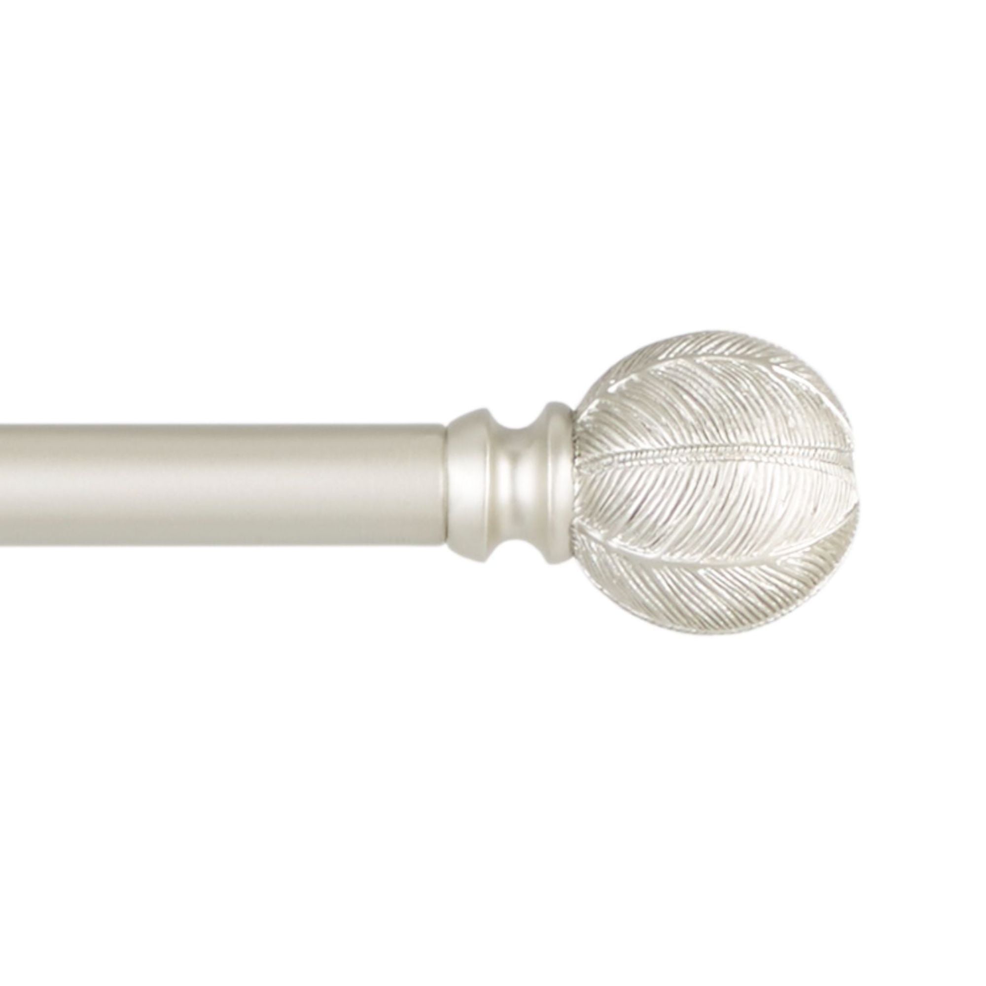 Matte Nickel Adjustable Iron Curtain Rod with Leaf Finials