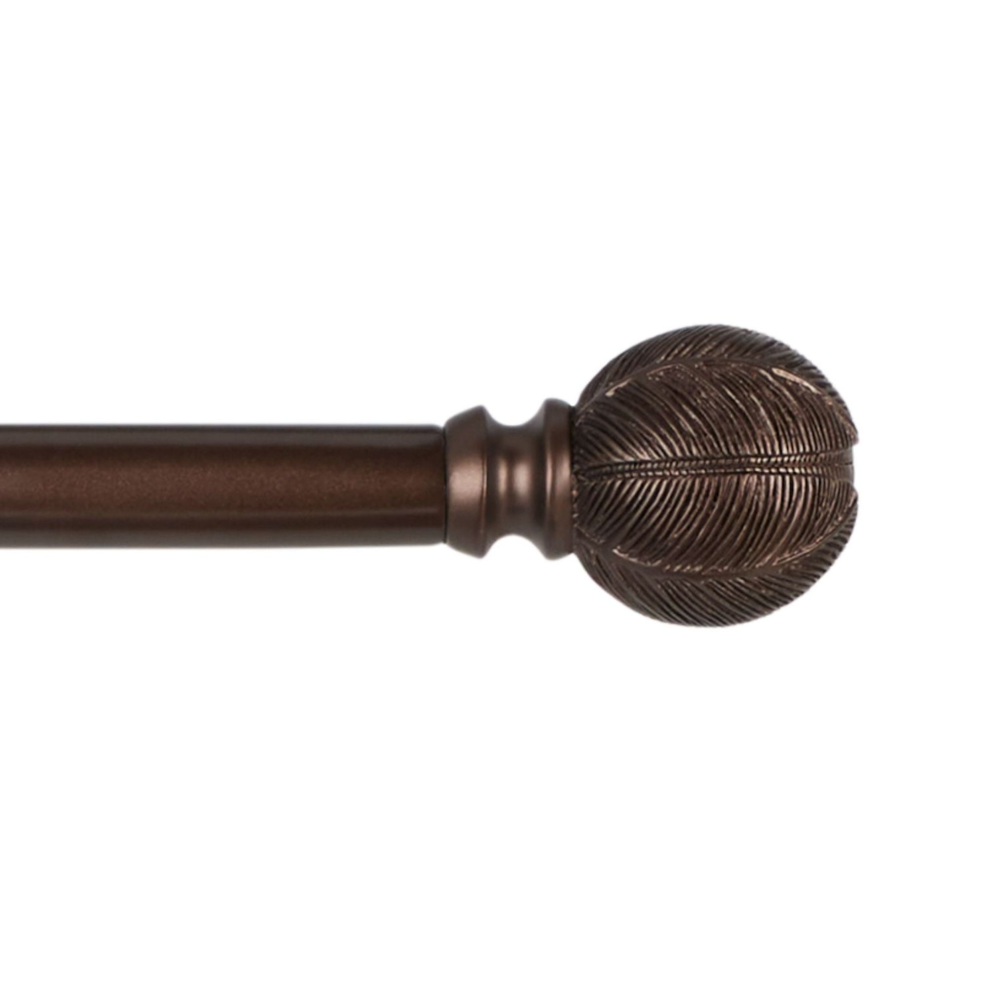Adjustable Oil Rubbed Bronze Iron Window Curtain Rod with Carved Leaf Finials