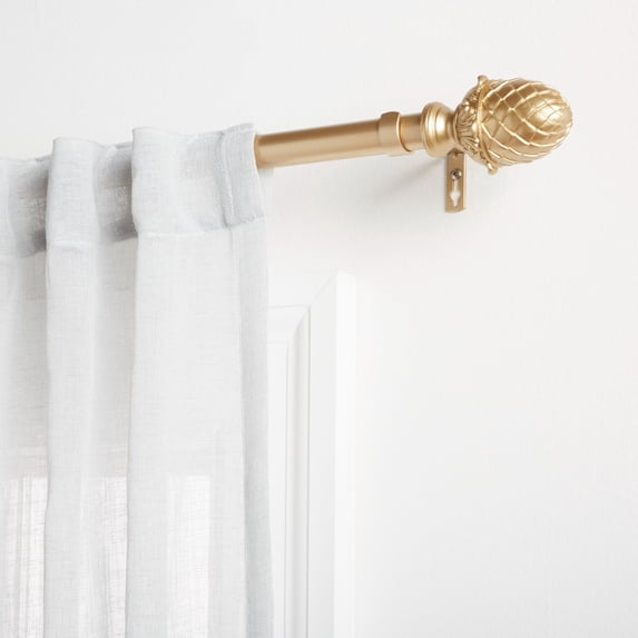 Exclusive Home Acorn 1" Curtain Rod and Coordinating Finial Set, Gold, Adjustable 66"-120"