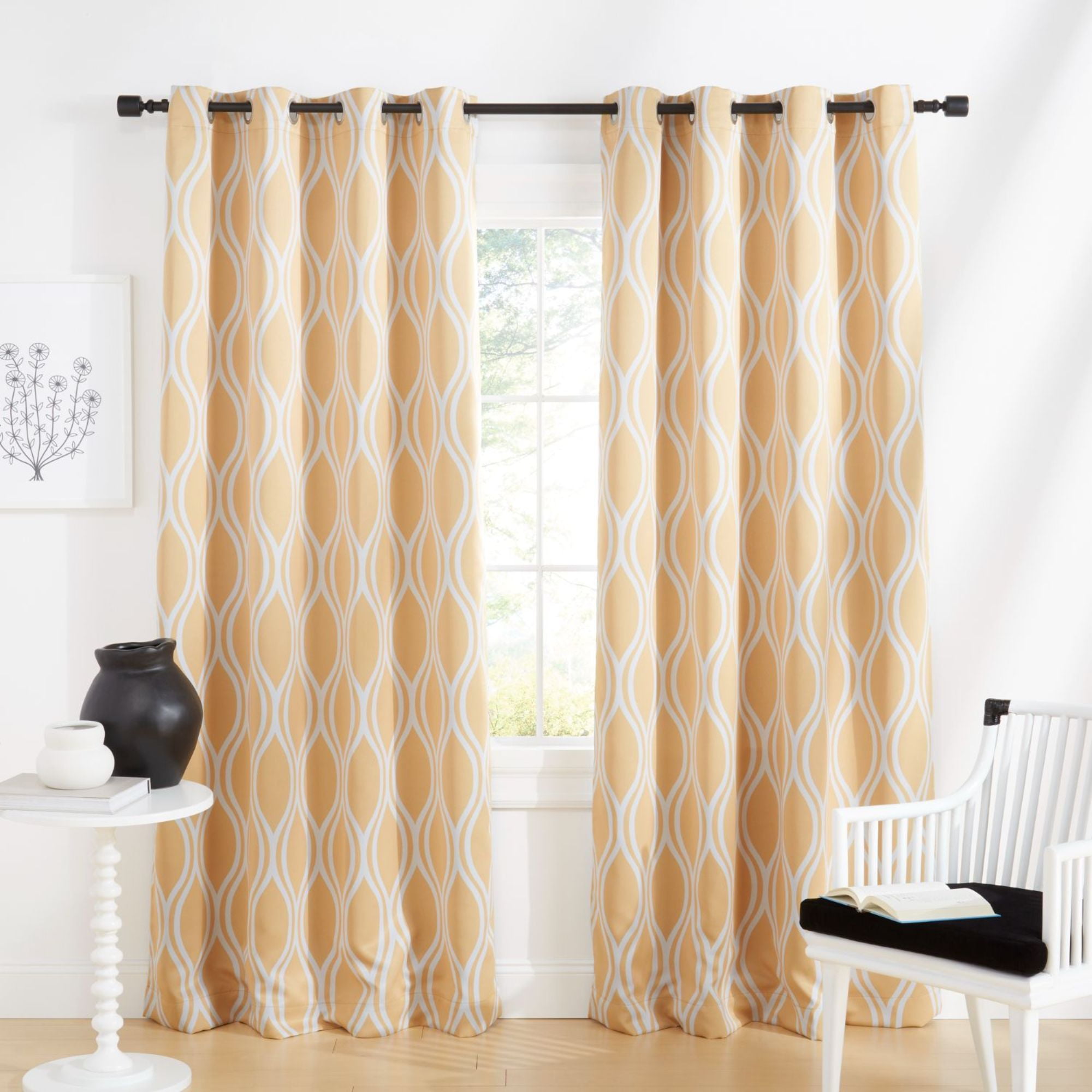 Sundress Yellow Polyester Room Darkening Grommet Curtain Panels