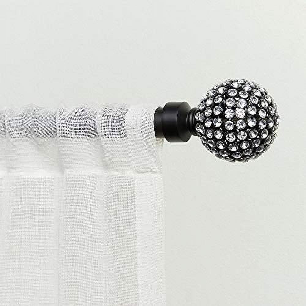Exclusive Home Anastasia 1" Curtain Rod and Finial Set, Black, Adjustable 36"-72"
