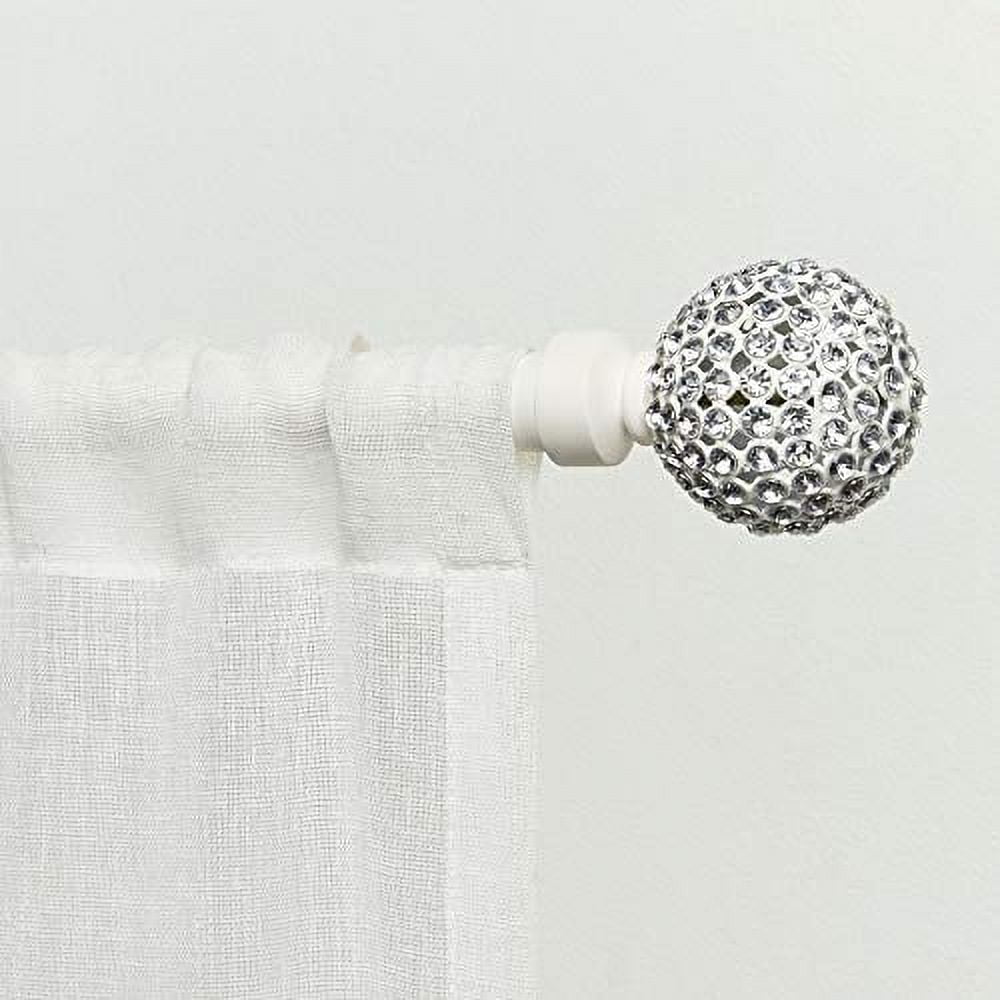 Exclusive Home Anastasia 1" Curtain Rod and Finial Set, White, Adjustable 36"-72"