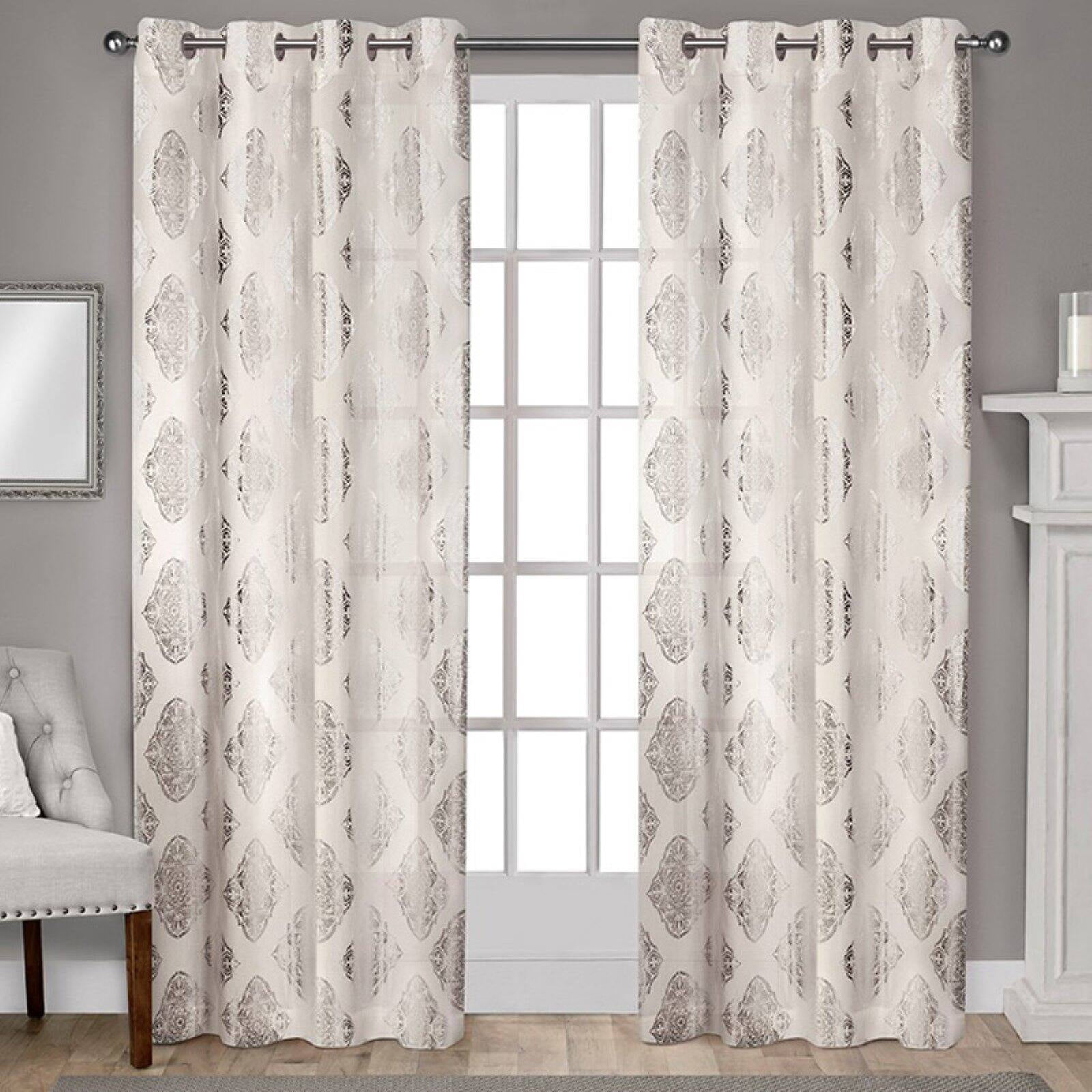 Augustus Off-White Cotton Polyester Sheer Grommet Window Panels