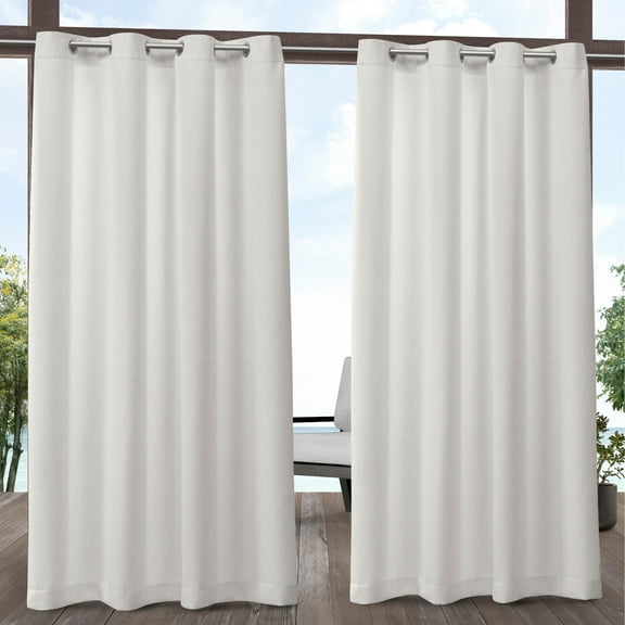 Exclusive Home Aztec Indoor/Outdoor Grommet Top Curtain Panel Pair, 54"x108", Vanilla