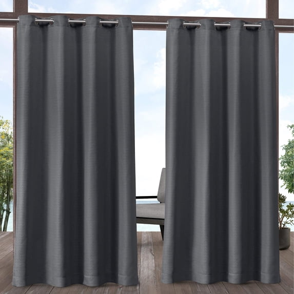 Exclusive Home Aztec Indoor/Outdoor Grommet Top Curtain Panel Pair, 54"x96", Charcoal