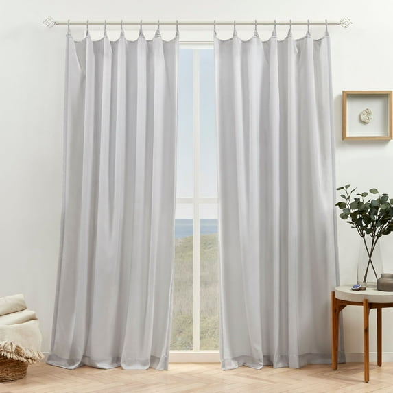 Exclusive Home Bari Light Filtering Spiral Loop Tab Top Curtain Panels, 54"x108", Silver, Set of 2