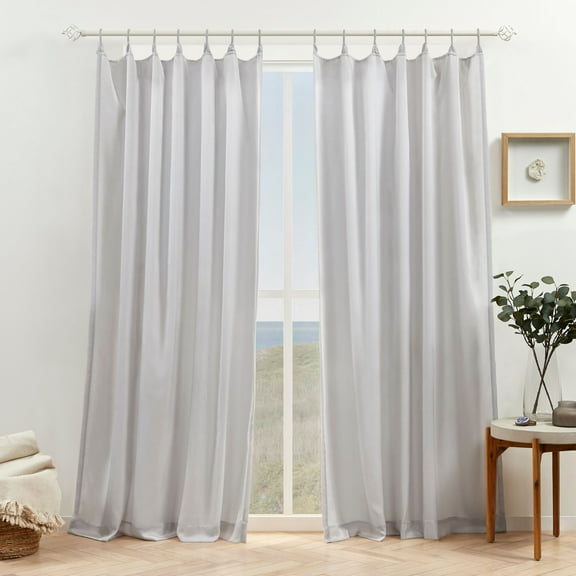 Exclusive Home Bari Light Filtering Spiral Loop Tab Top Curtain Panels, 54"x108", Silver, Set of 2