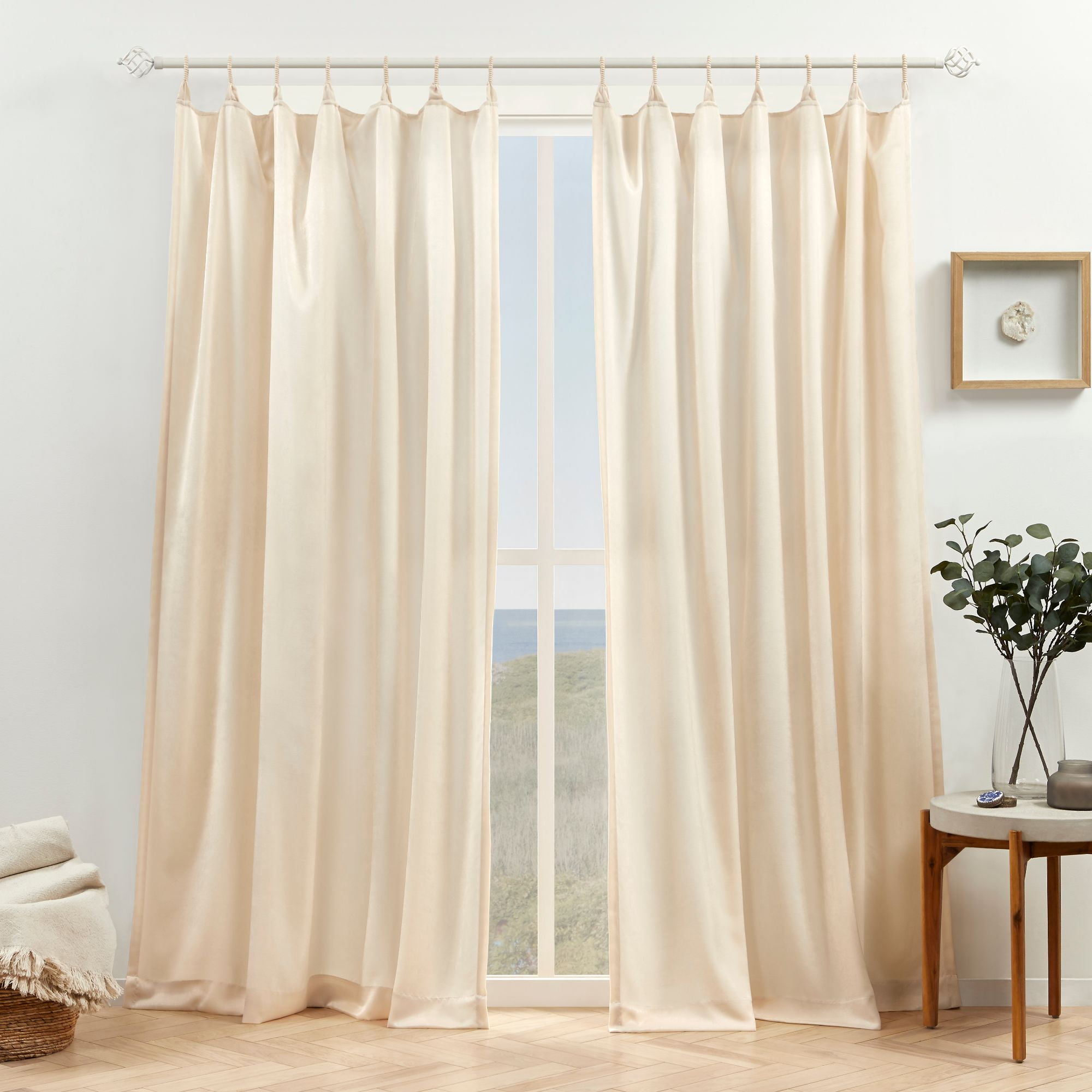 Exclusive Home Bari Light Filtering Spiral Loop Tab Top Curtain Panels, 54"x84", Champagne, Set of 2