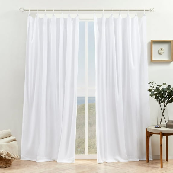 Exclusive Home Bari Light Filtering Spiral Loop Tab Top Curtain Panels, 54"x96", White, Set of 2