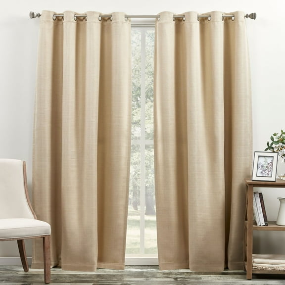 Exclusive Home Bastian Room Darkening Blackout Grommet Top Curtain Panels, 52"x84", Linen, Set of 2