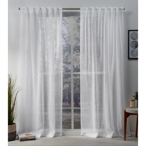 Exclusive Home Belgian Sheer Hidden Tab Top Curtain Panel Pair, 50"x108", Winter White