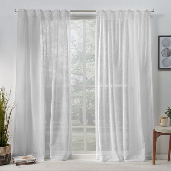 Exclusive Home Belgian Sheer Hidden Tab Top Curtain Panel Pair, 50"x84", Silver